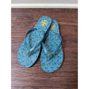 Tory Burch Capri Medallion Flip Flops Blue 7